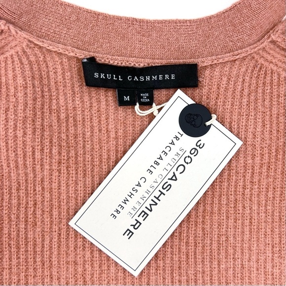 Skull Cashmere Cardigan Sweater Women’s Medium Color= Salmon V-Neck Warm New NWT - Picture 5 of 9